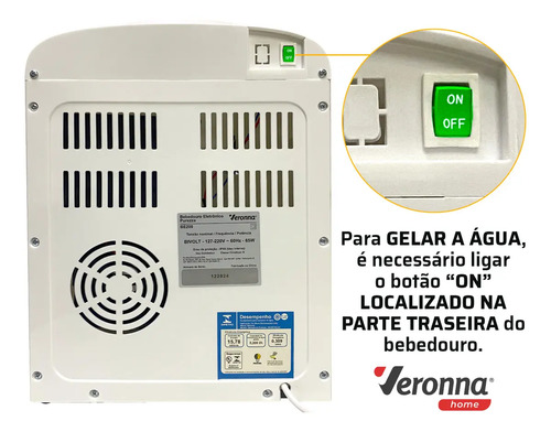 Bebedouro Refrigerado Eletrônico Veronna BE200 Agua Gelada Cor Branco