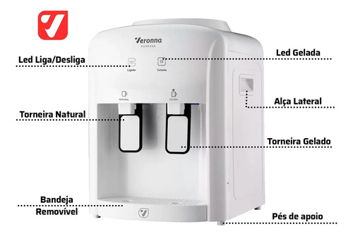 Bebedouro Refrigerado Eletrônico Veronna BE200 Agua Gelada Cor Branco