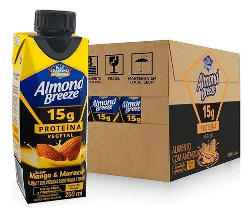 Bebida proteica vegana almond breeze manga e maracuja 15g pr