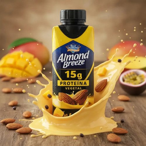 Bebida Proteica Vegana Almond Breeze Manga E Maracujá 15g Proteína Caixa Com 12