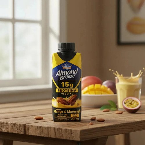 Bebida Proteica Vegana Almond Breeze Manga E Maracujá 15g Proteína Caixa Com 12