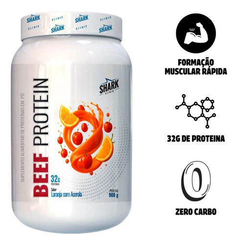 Beef protein zero lactose da shark pro sabor laranja com ace