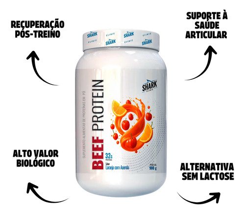 Beef Protein Zero Lactose da Shark Pro Sabor Laranja com Acerola 900g
