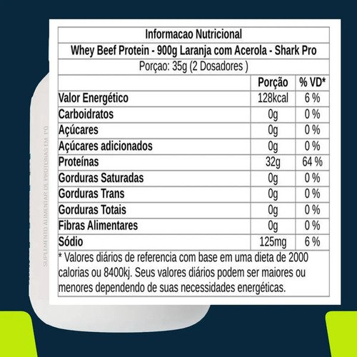 Beef Protein Zero Lactose da Shark Pro Sabor Laranja com Acerola 900g