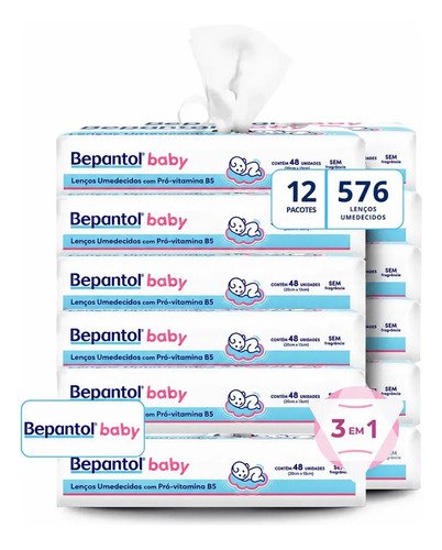 Bepantol baby kit 576 lencos umedecidos 12 pacotes