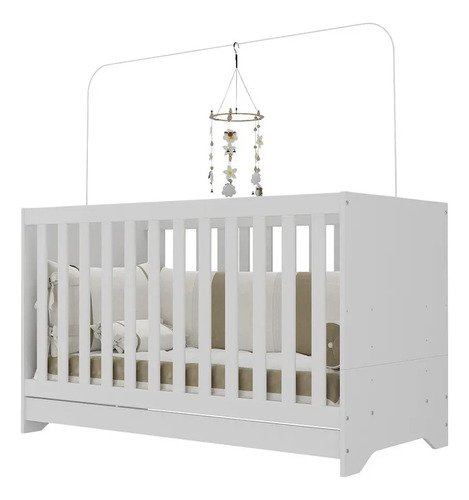 Berço 3 em 1 para Colchão 60 x 130cm vira sofá e minicama 3 anos de garantia Multimóveis Branco
