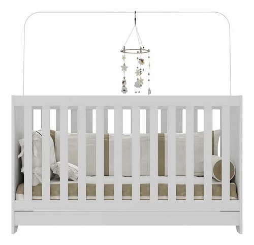 Berço 3 em 1 para Colchão 60 x 130cm vira sofá e minicama 3 anos de garantia Multimóveis Branco