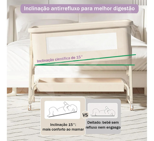 Berço Bebê Moises Ajustável Mosqueteiro Portátil Infantil