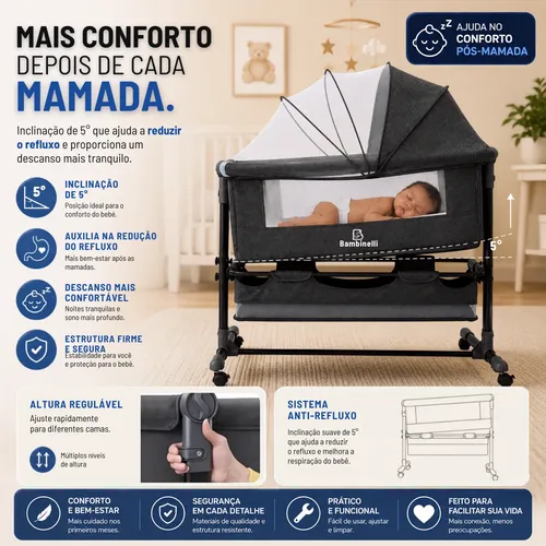 Berço Bebê Portátil Moisés Com Mosquiteiro E Modo Balanço