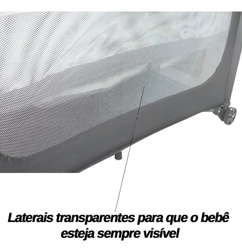 Berço Cercado Portátil Desmontável Para Bebê Rosa 2 Alturas Com Mosquiteiro Trocador Bolsa Travas De Segurança