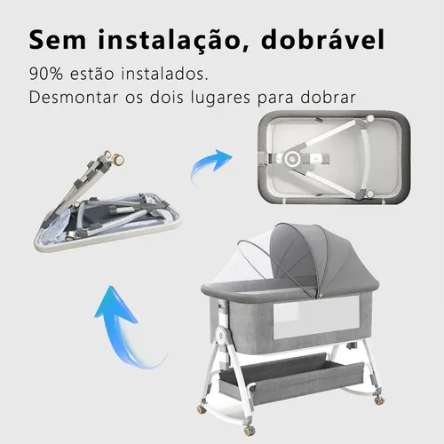 Berço Portátil Ajustável Moses Com Mosquiteiroe Portátil