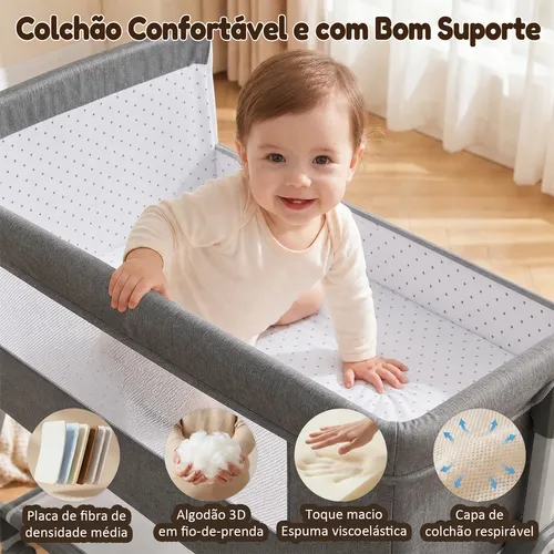 Berço Portátil Moisés Ajustável Com Balanço E Fraldário