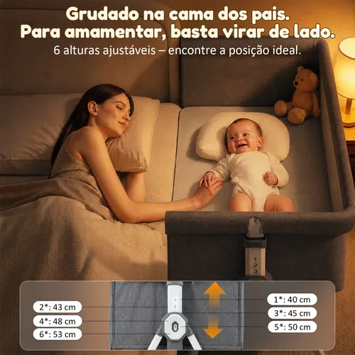 Berço Portátil Moisés Ajustável Com Balanço E Fraldário
