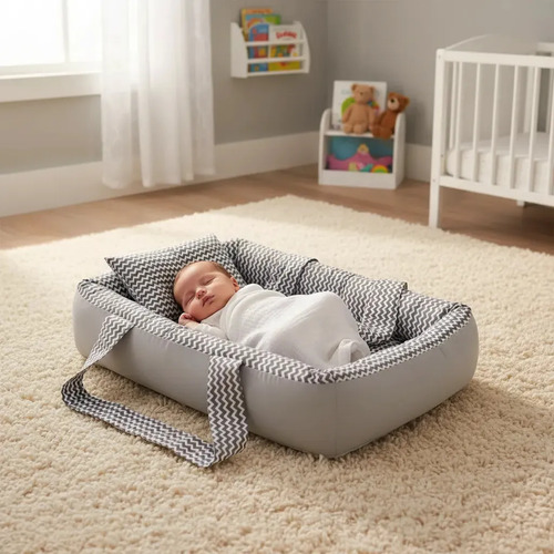 Berco portatil ninho redutor bebe rapido cor zig zag cinza 1