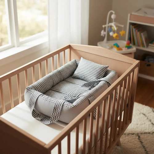 Berço Portátil Ninho Redutor Bebê + Rápido Cor ZIG ZAG CINZA