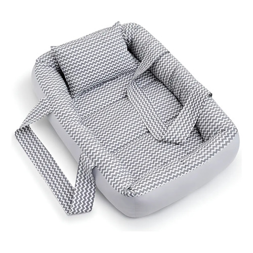 Berço Portátil Ninho Redutor Bebê + Rápido Cor ZIG ZAG CINZA