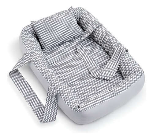 Berço Portátil Ninho Redutor Bebê + Rápido Cor ZIG ZAG CINZA