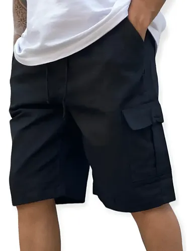 Bermuda cargo masculina skate larga c elastico short adulto