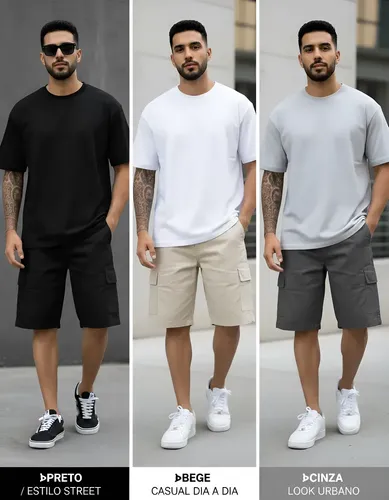 Bermuda Cargo Masculina Skate Larga C/ Elástico Short Adulto