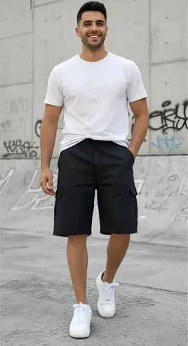 Bermuda Cargo Masculina Skate Larga C/ Elástico Short Adulto
