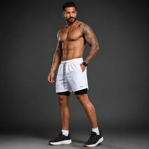 Bermuda Masculina 2 Em 1 Compressão Short Dry Fit Academia