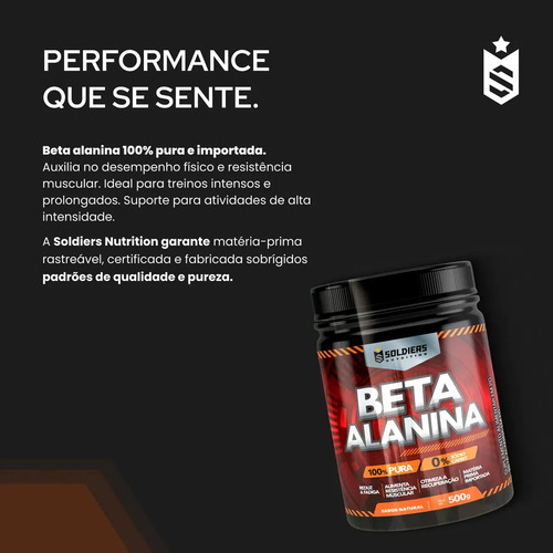 Beta Alanina 500g Suplemento em pó - Soldiers Nutrition