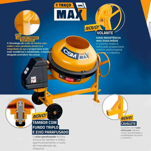 Betoneira 400 LT c/ Motor Monofasico CSM