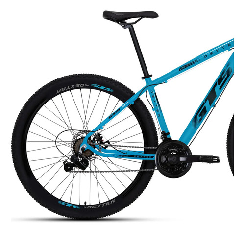 Bicicleta aro 29 Gts Dexter 24 marchas freio a disco cor azul pantone com preto tamanho do quadro 21