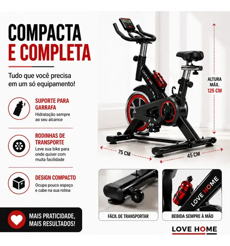 Bicicleta Bike Ergométrica 6kg Ajustável Resistente Academia