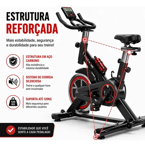 Bicicleta Bike Ergométrica 6kg Ajustável Resistente Academia