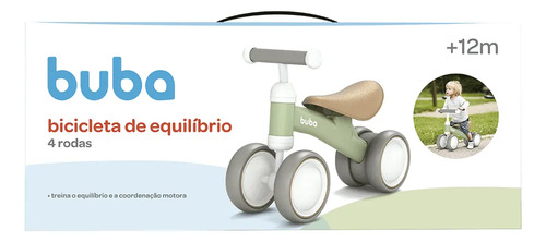Bicicleta De Equilíbrio 4 Rodas Buba Retro Sem Pedal Verde