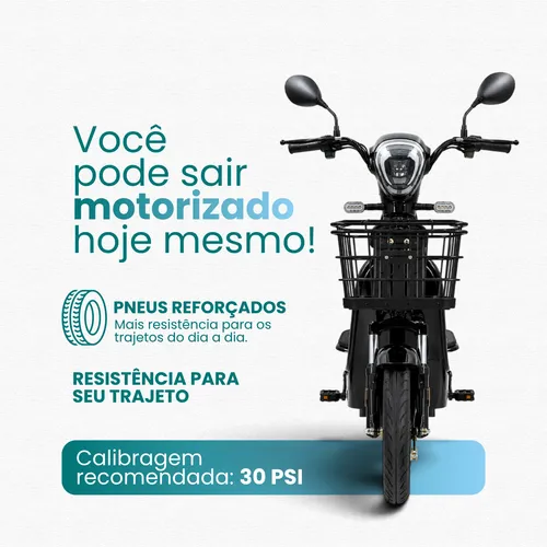 Bicicleta Eletrica 500w Sem Cnh Cesto 2 Pessoas Cor Preto