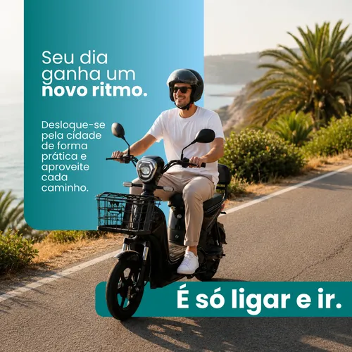 Bicicleta Eletrica 500w Sem Cnh Cesto 2 Pessoas Cor Preto