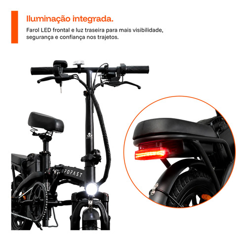 Bicicleta Elétrica Dobrável 350w 48v 32 Km/h Ip54 120 Kg
