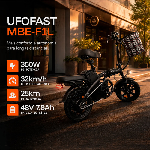 Bicicleta Elétrica Dobrável 350w 48v 32 Km/h Ip54 120 Kg