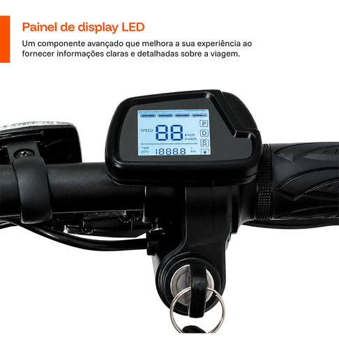 Bicicleta Elétrica Dobrável 350w 48v 32 Km/h Ip54 120 Kg