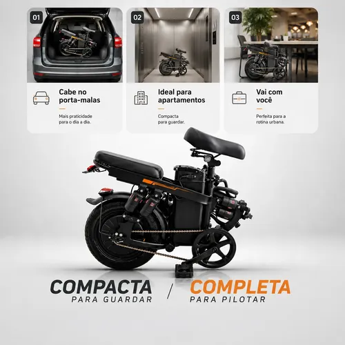 Bicicleta Elétrica Dobrável Bikelete 350w Aro 14 32km/h