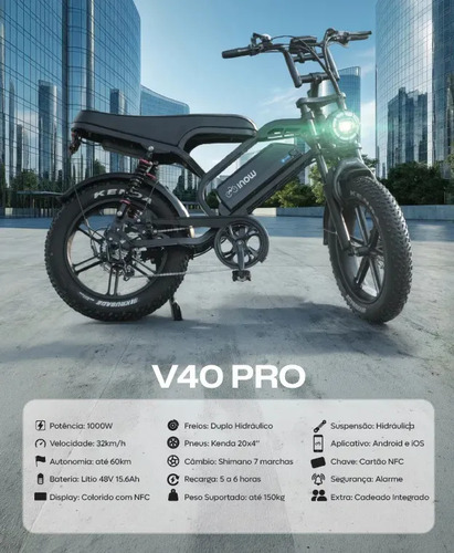 Bicicleta Elétrica Inow V40 Pro 1000w Autonomia 60km Navy Blue