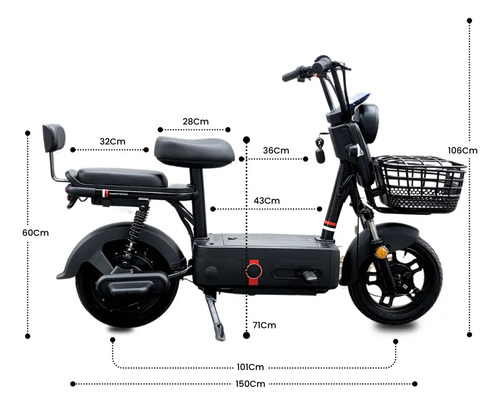 Bicicleta Elétrica Nado C2 1000W Bateria Removível 48V 60km PretoBicicleta Elétrica Nado C2 1000W Bateria Removível 48V 60km Preto
