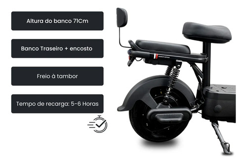 Bicicleta Elétrica Nado C2 1000W Bateria Removível 48V 60km PretoBicicleta Elétrica Nado C2 1000W Bateria Removível 48V 60km Preto