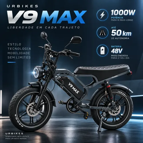 Bicicleta Elétrica V9 Max 1000w Freio Hidráulico Alarme Nfc