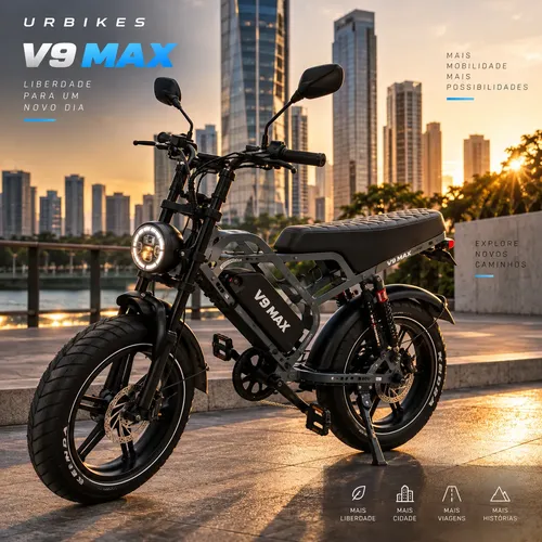 Bicicleta Elétrica V9 Max 1000w Freio Hidráulico Alarme Nfc