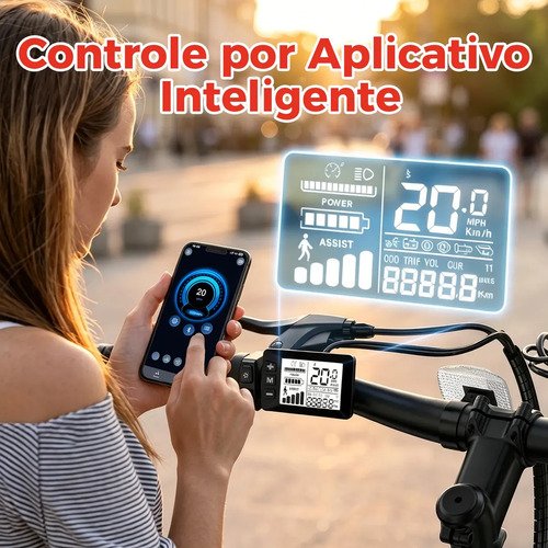 Bicicleta Elétrica Xroymexroy EB3 26" 750W 40km Autonomia com Bateria 36V, Suspensão Dianteira, 7 Marchas e APP Voltix
