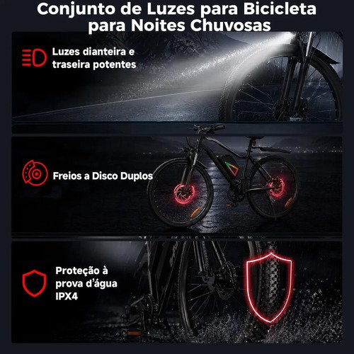 Bicicleta Elétrica Xroymexroy EB3 26" 750W 40km Autonomia com Bateria 36V, Suspensão Dianteira, 7 Marchas e APP Voltix