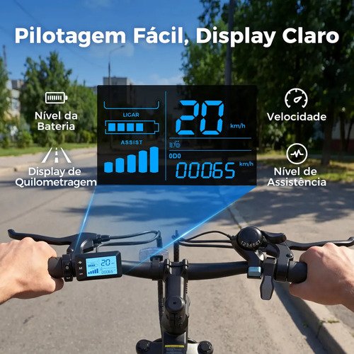 Bicicleta Elétrica Xroymexroy EB3 26" 750W com Bateria 36V, Autonomia 40km, Suspensão Dianteira, Shimano 7 Marchas e APP