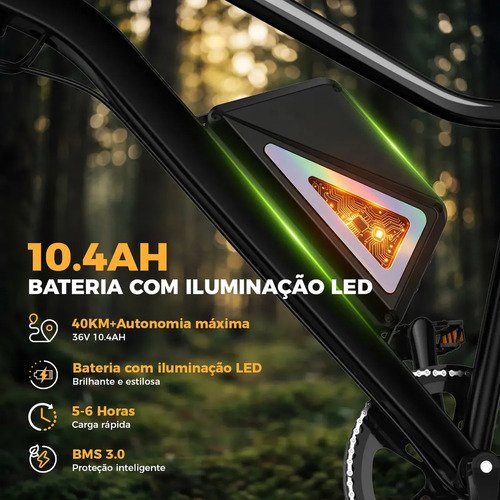 Bicicleta Elétrica Xroymexroy EB3 26" 750W com Bateria 36V, Autonomia 40km, Suspensão Dianteira, Shimano 7 Marchas e APP