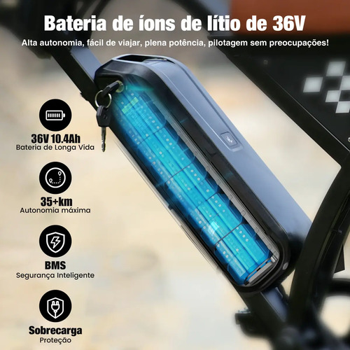 Bicicleta Elétrica Xroymexroy EB5 750W para Adultos, Aro 20, com Bateria 10.4Ah