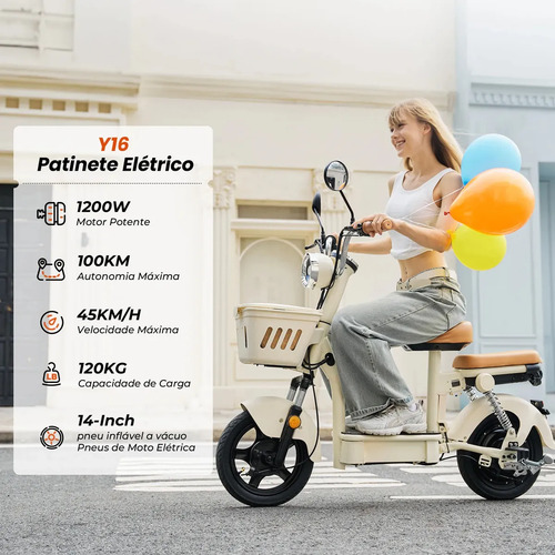 Bicicleta Elétrica Xroymexroy Y16 1200w 48v20ah 100km Branca