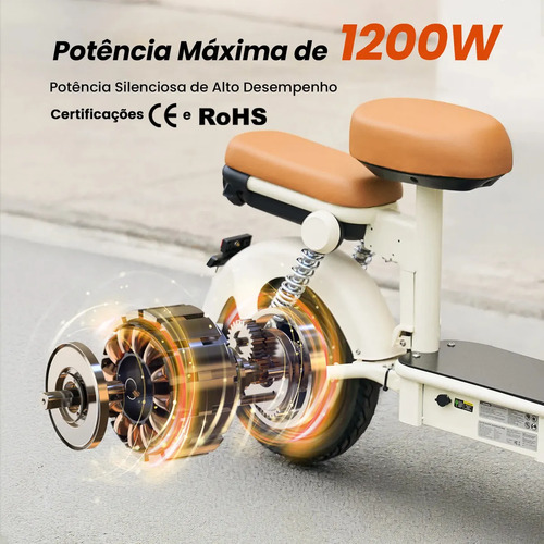 Bicicleta Elétrica Xroymexroy Y16 1200w 48v20ah 100km Branca