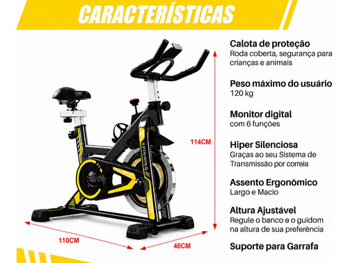 Bicicleta Ergométrica 15kg Bike Spinning Profissional 15kg